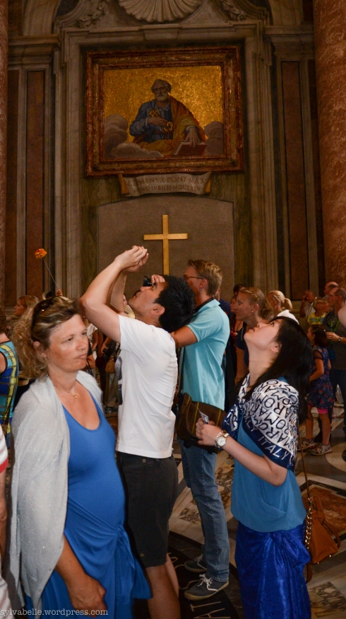 Inside St.Peter's Basilica: Yes, we had our heads in that position most of the time.
